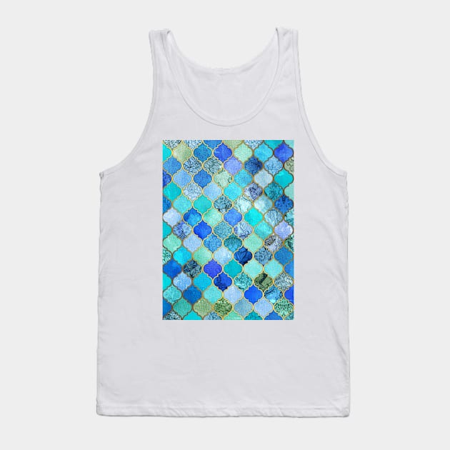 Cool Jade & Icy Mint Decorative Moroccan Tile Pattern Tank Top by micklyn